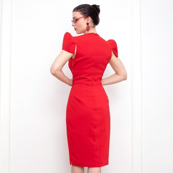 Alexandre Vauthier Red Mid Length pointed shoulders dress size s/m FR 40 - Picture 4 of 7